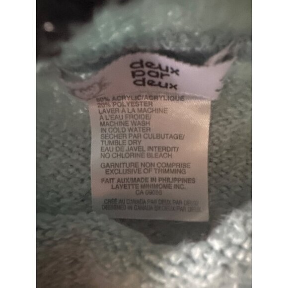 Deux Par Deux Girls Knit Sweater Teddy Bear & Heart Design Red/Navy/Gray 100% Ac - Picture 3 of 5